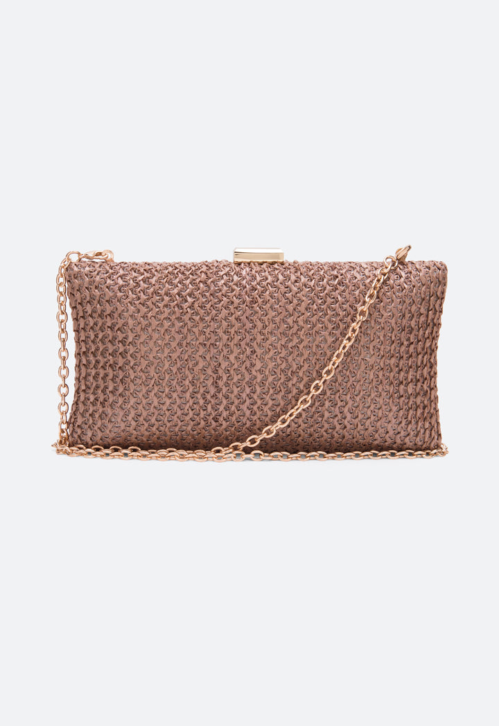 Choice Woven Straw Box Clutch Bag Coffee - Wardrobe Fashion