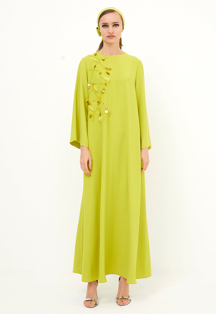 Choice Ruffled Long Dress Lime - Wardrobe Fashion