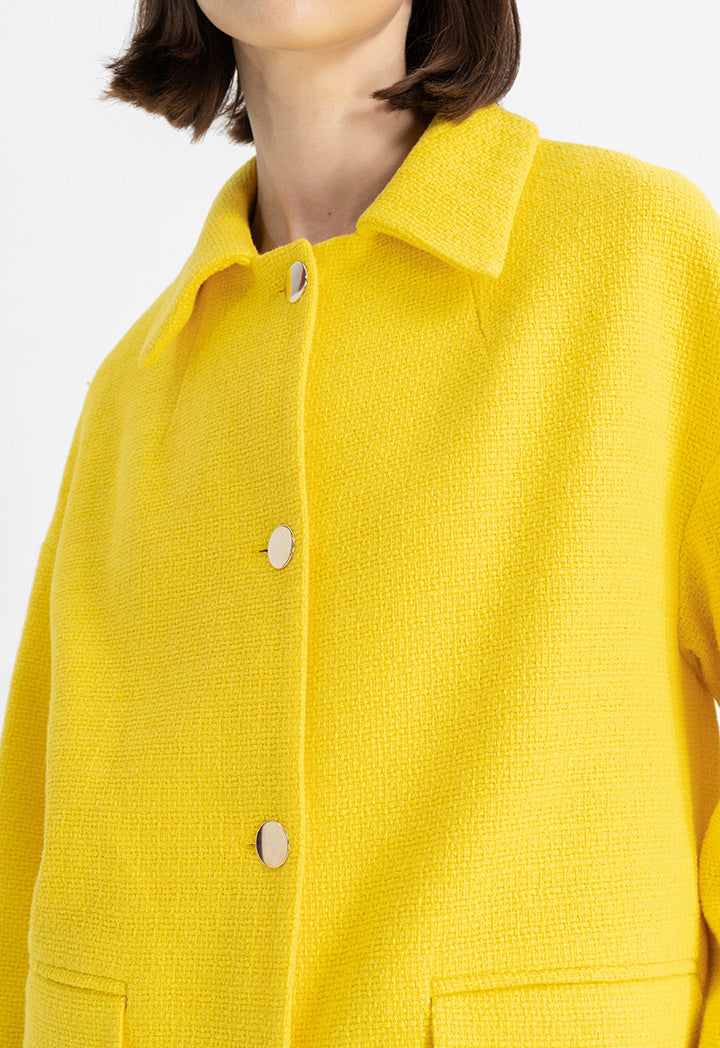 Choice Drop Shoulder Solid Jacket Yellow