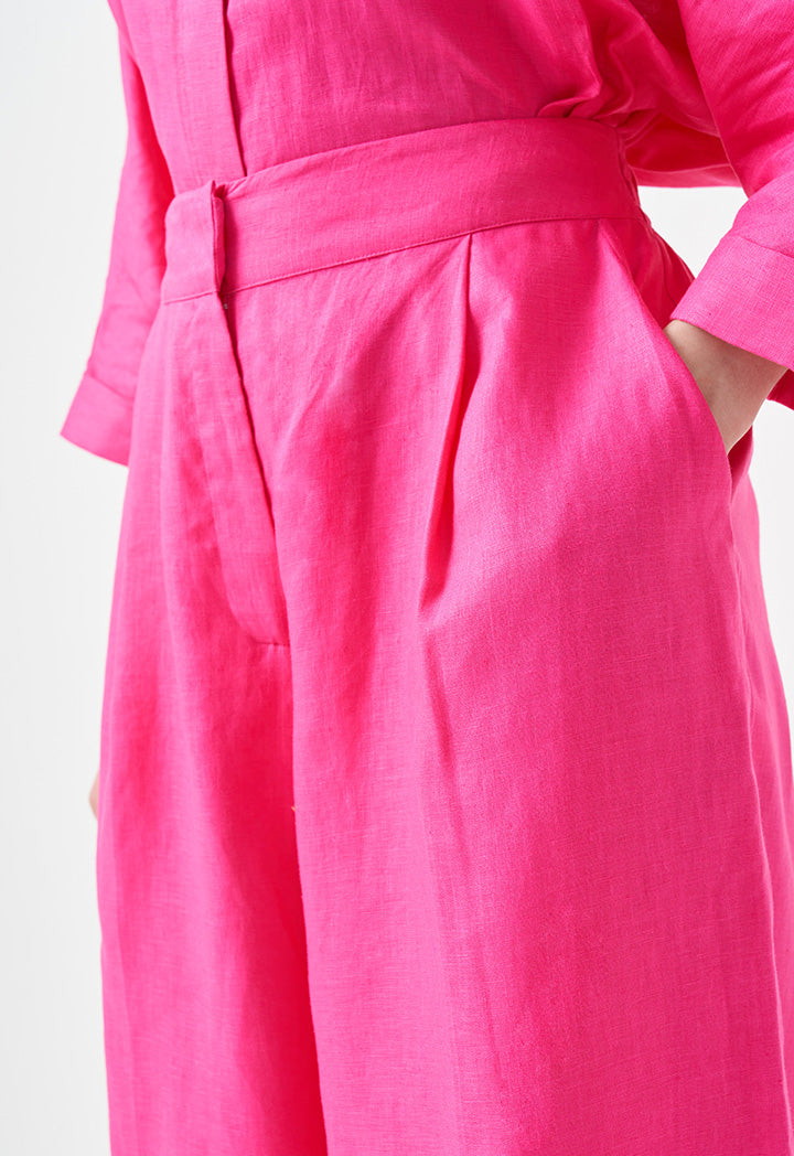 Choice Wide Leg Solid Trousers Fuchsia