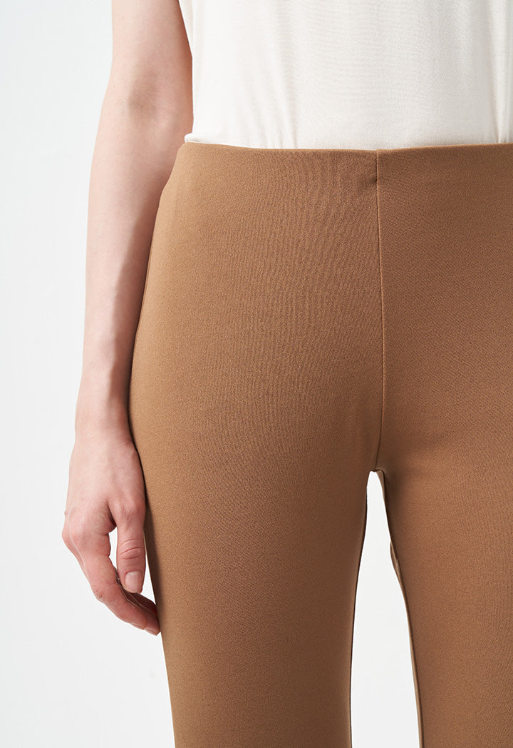 Choice Solid Flare Hem Trousers Brown