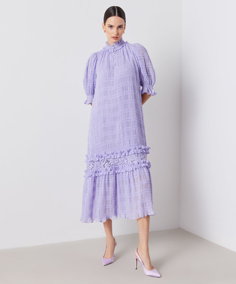 Ipekyol Allover Pleated With Ruffle Dress Lilac