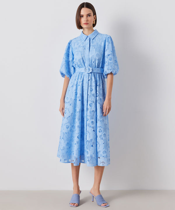 Ipekyol Allover Embroidered Shirt Dress Light Blue