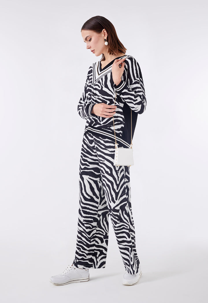 Choice Zebra Print Pattern Trouser Multicolor - Wardrobe Fashion