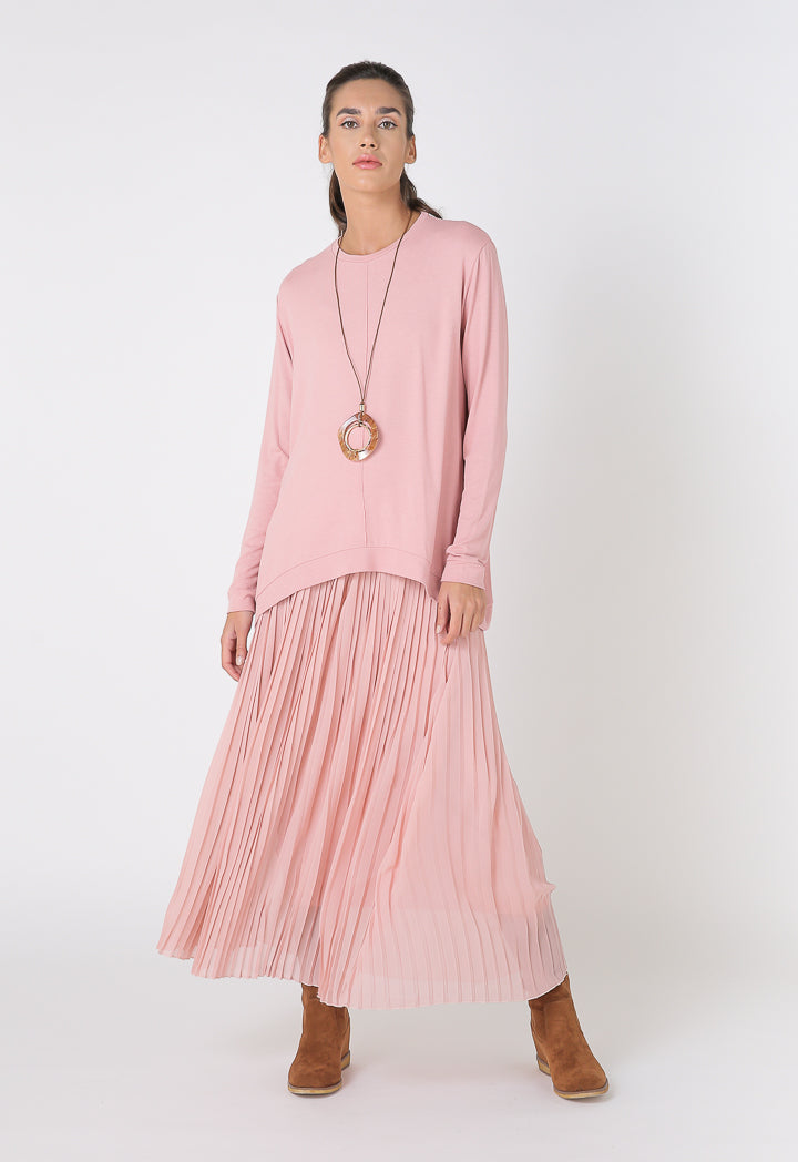 Choice Basics Elasticated Accordion Pleat Skirt Blush