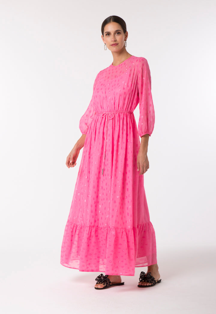 Choice Shiny Patterned Chiffon Dress Pink