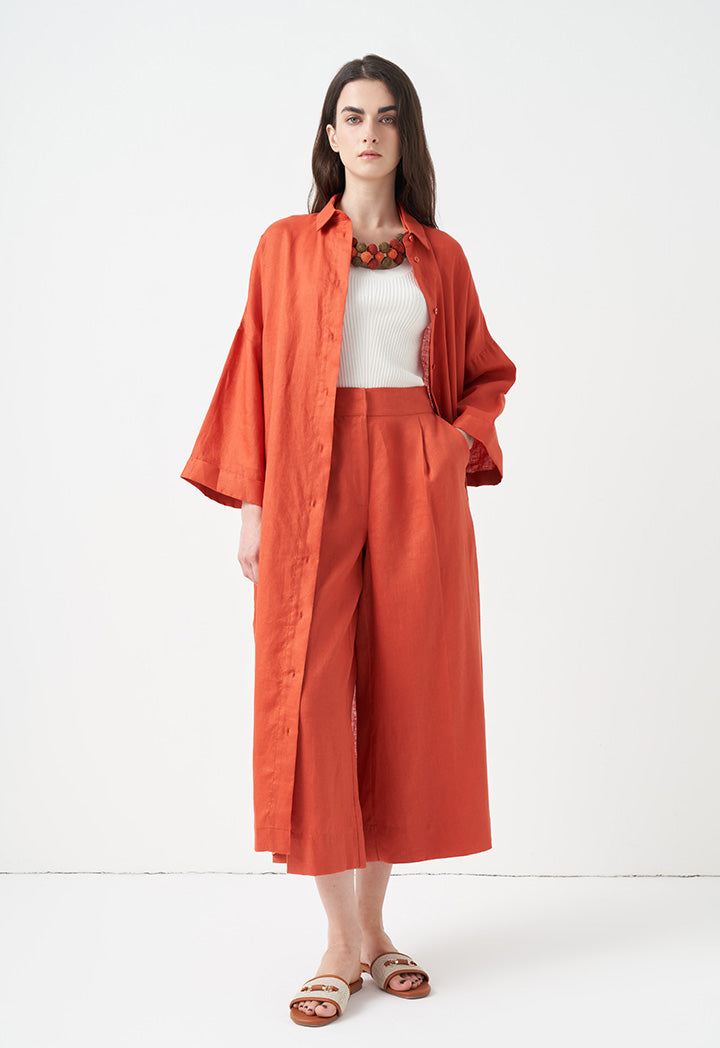 Choice Solid Maxi Shirt Dress Brick