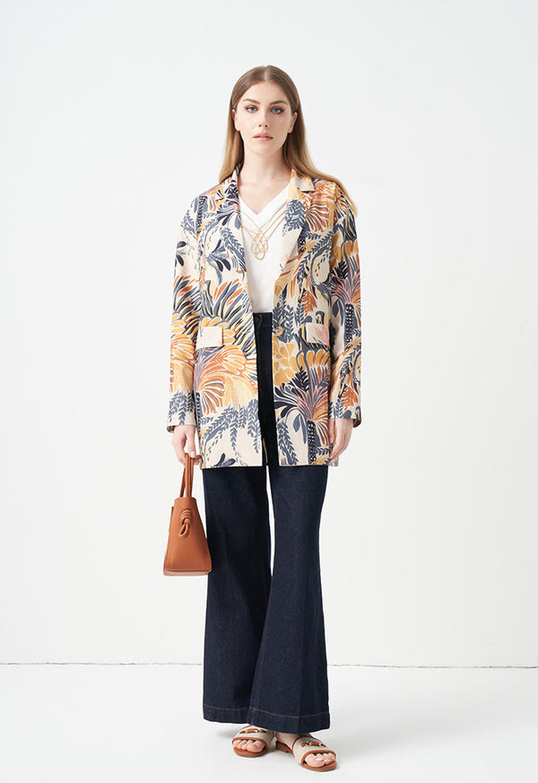 Choice Allover Printed Blazer Yellow Print