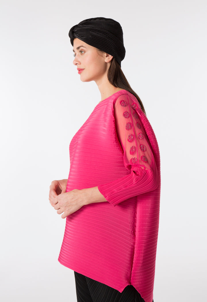 Choice Micro Pleated Blouse Fuchsia