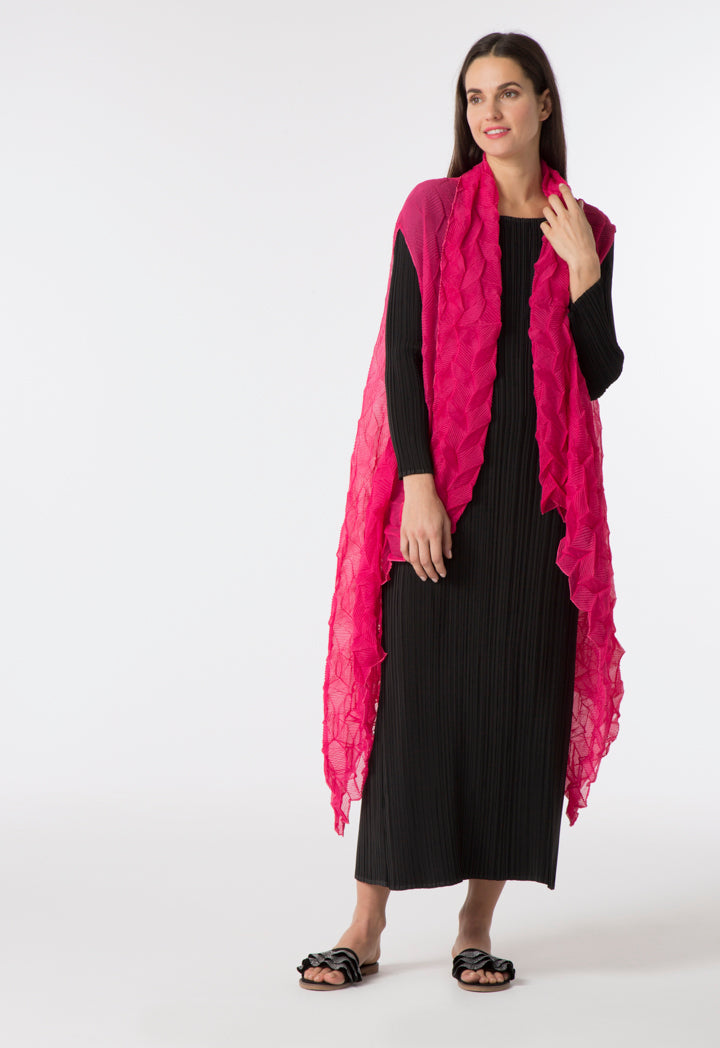 Choice Electric Pleated Chiffon Outerwear Fuchsia