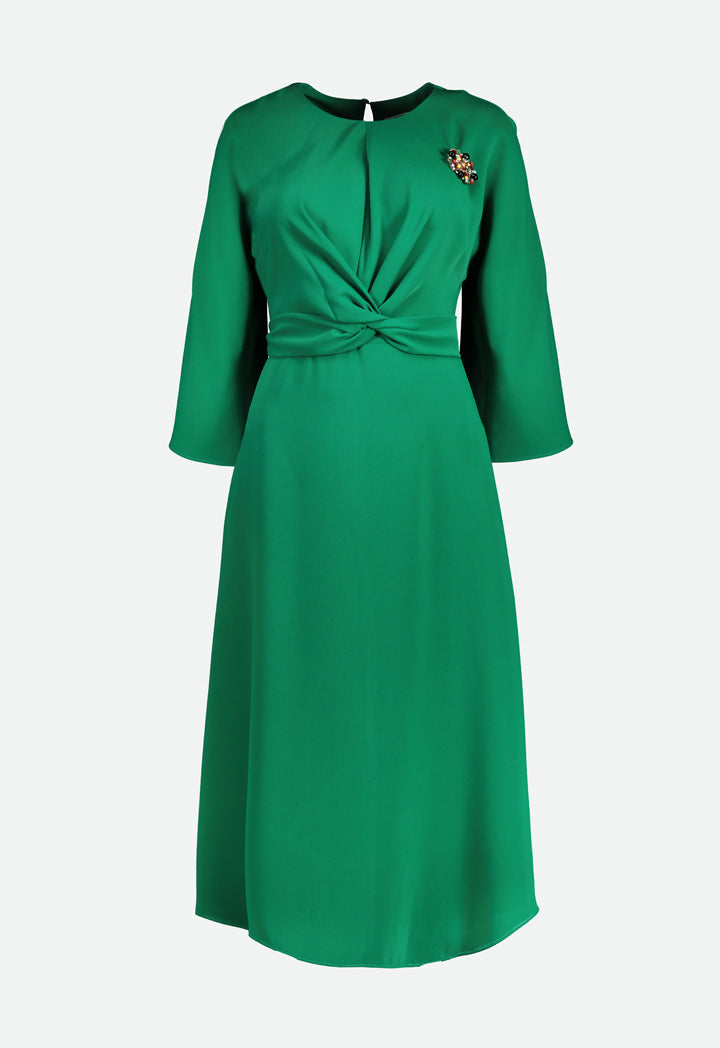 Choice Twisted Waist Dress Pine Green