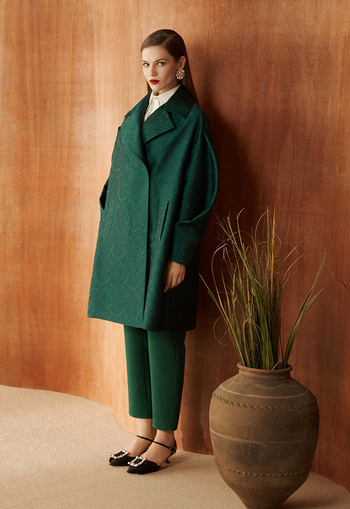 Choice Wide Textured Jacket Green