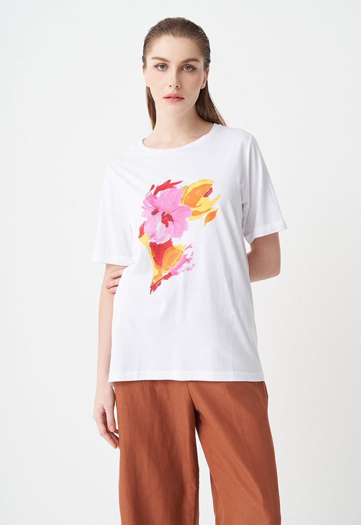 Choice Flower Printed T-Shirt Off White