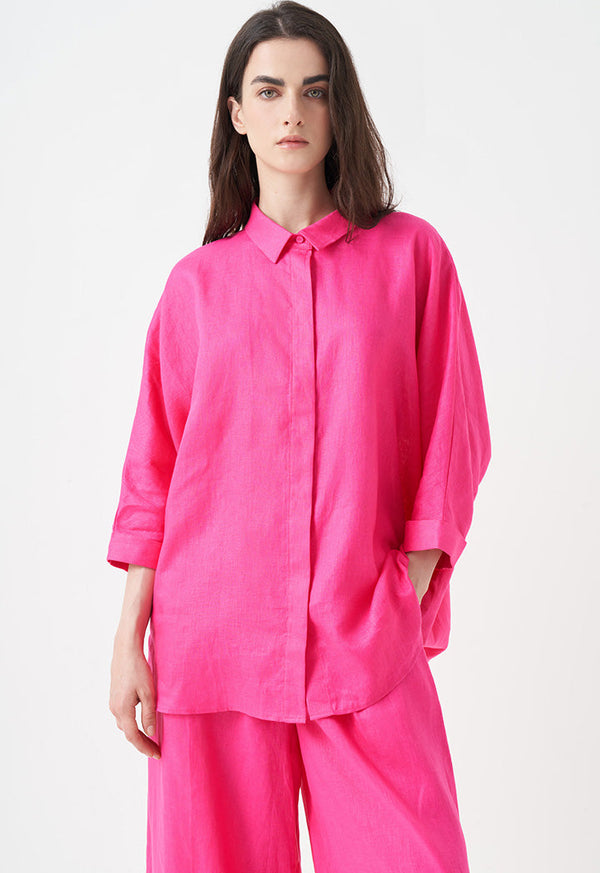 Choice Solid Relax Fit Shirt Fuchsia