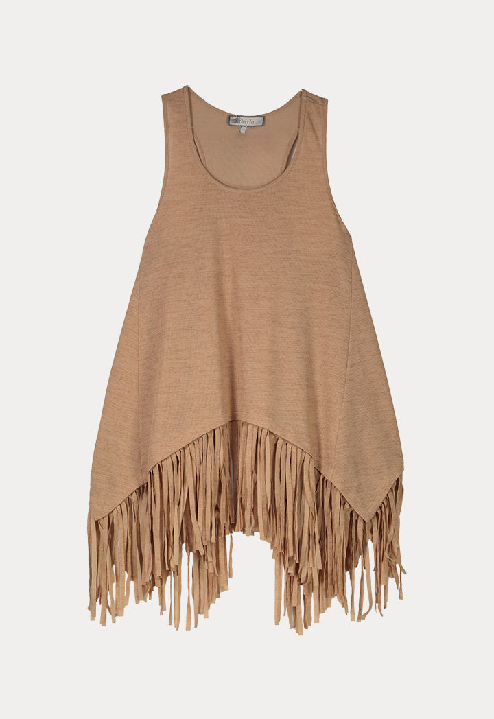 BERRIN KNITWEAR WIDE FRILL N/SL BEIGE