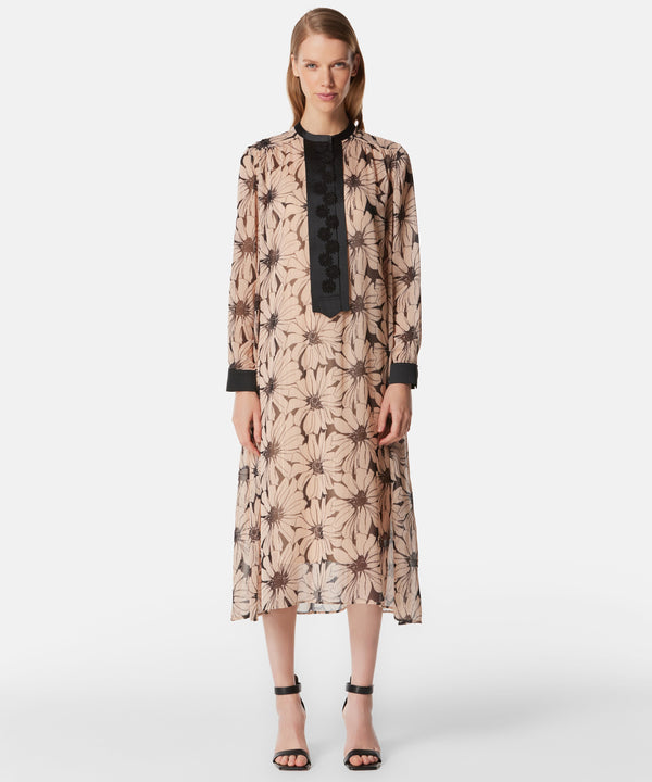 Machka Lurex Printed Midi Dress Beige