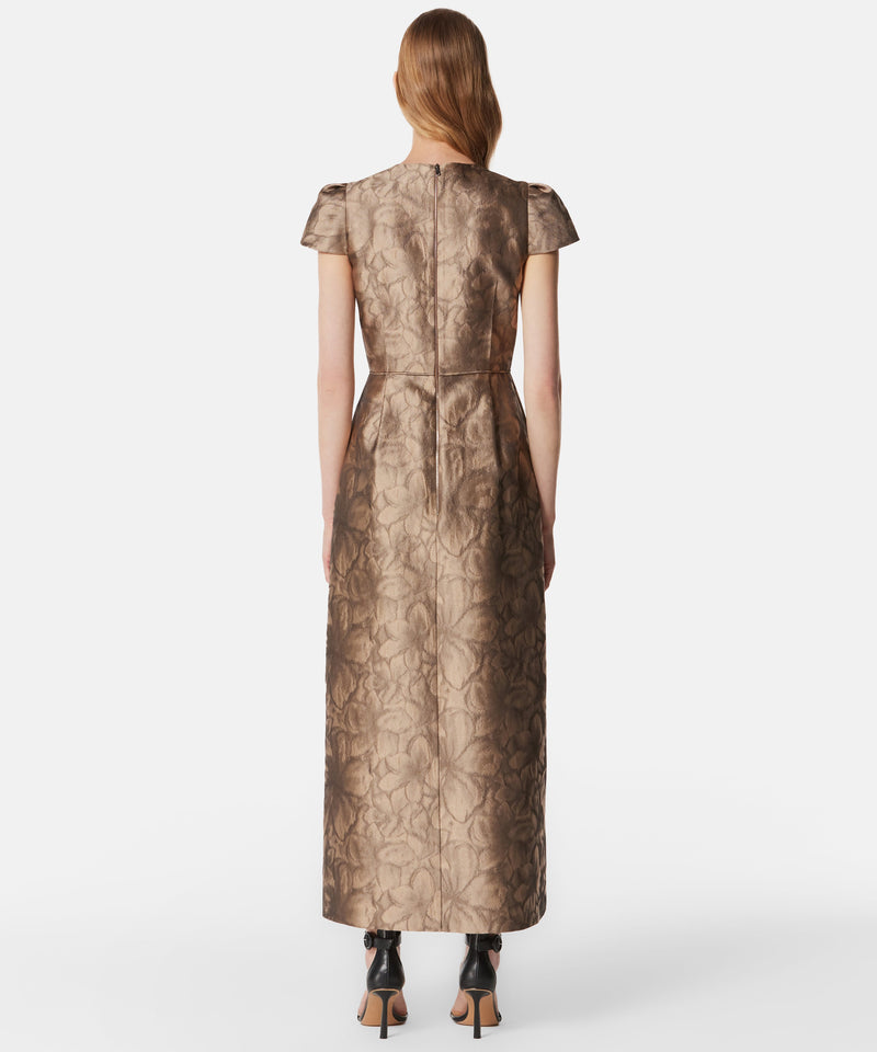 Machka Jacquard Dress With Embellished Detail Gold