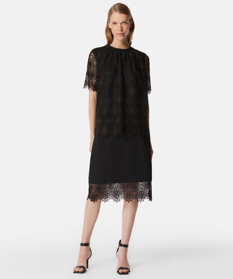 Machka Allover Lace-Embroidered Blouse Black