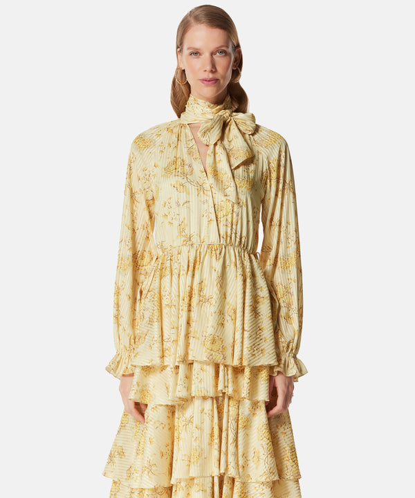 Machka Printed Layered Midi Dress Light Yellow