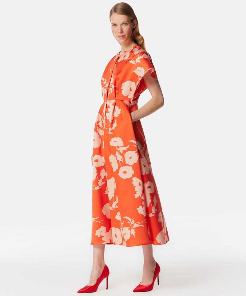 Machka Printed Maxi Dress With Belt Coral