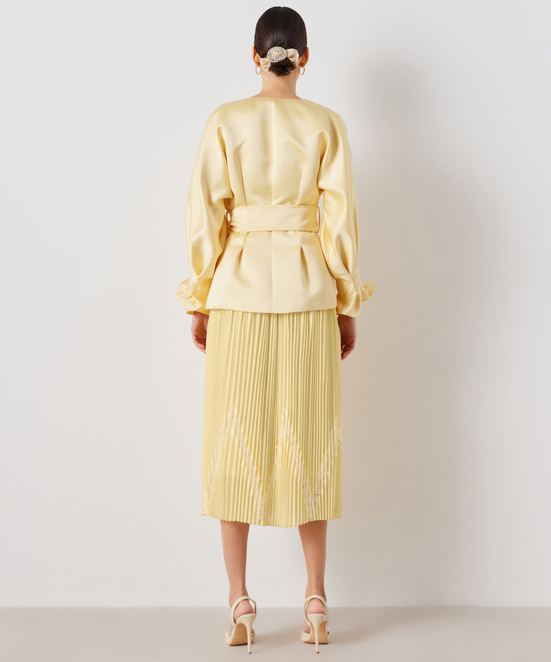 Ipekyol Shiny Textured Bow Detail Jacket Light Yellow