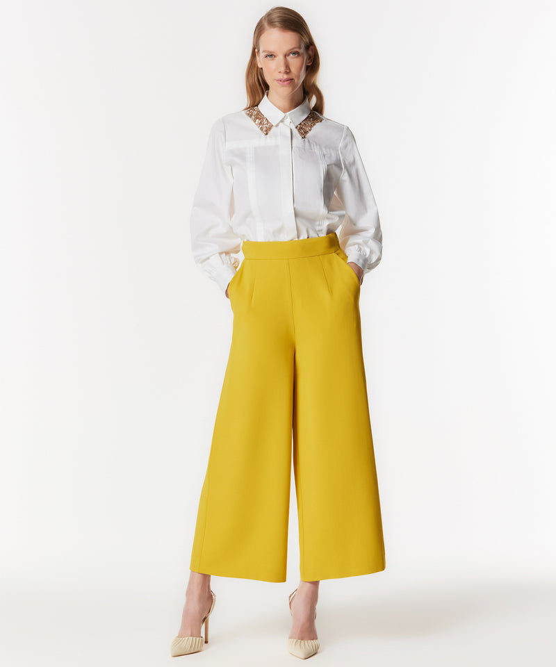 Machka Solid Wide Leg Trousers Dark Yellow