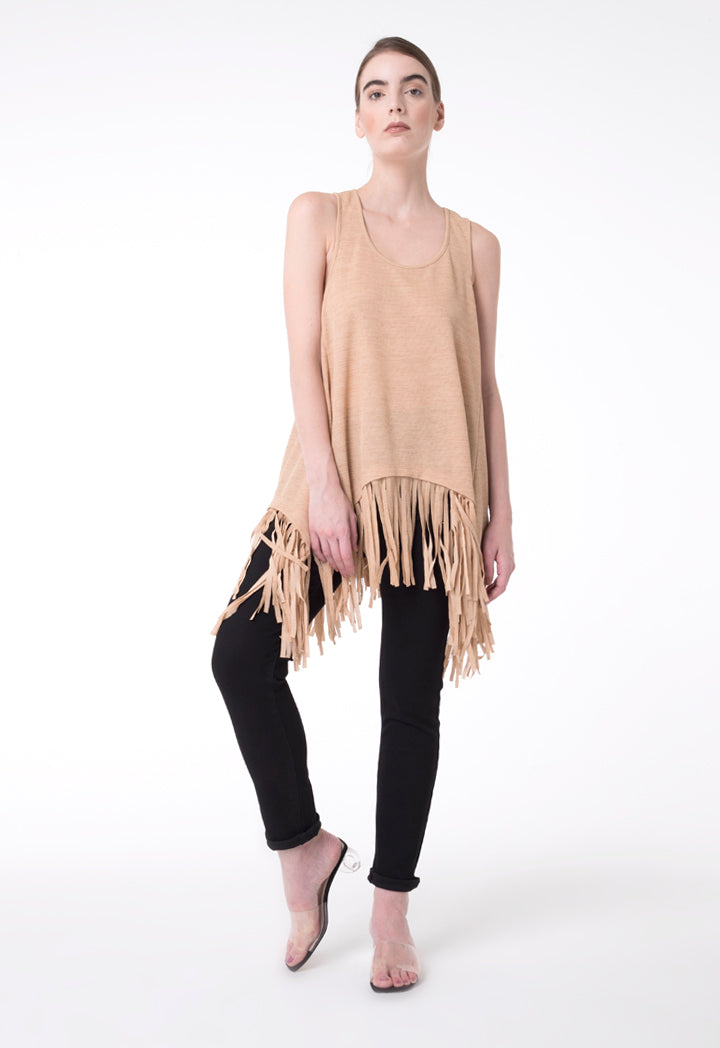 BERRIN KNITWEAR WIDE FRILL N/SL BEIGE