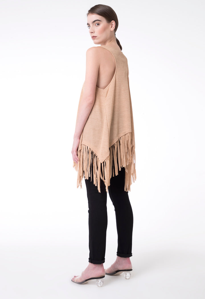 BERRIN KNITWEAR WIDE FRILL N/SL BEIGE