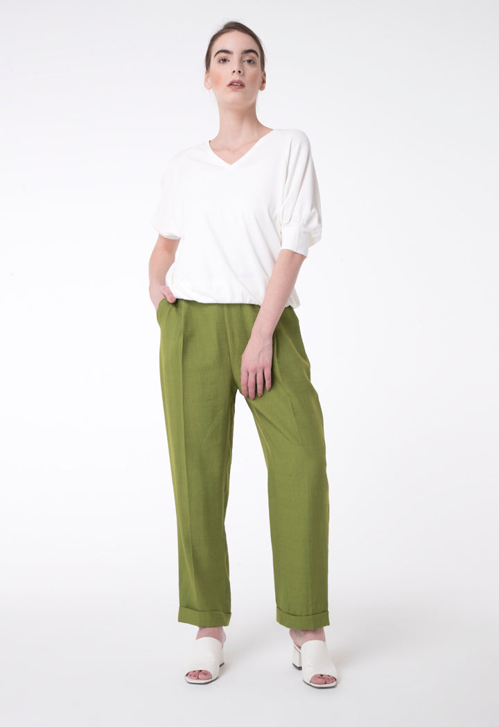 BERRIN Plain High Waist Trouser OLIVE