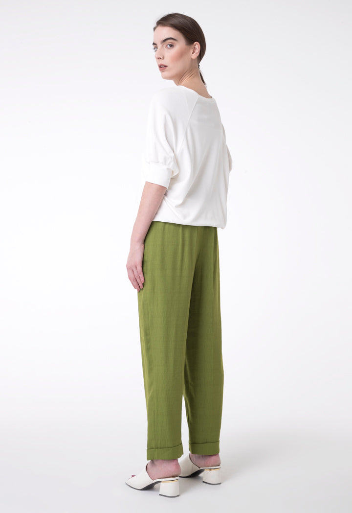 BERRIN Plain High Waist Trouser OLIVE