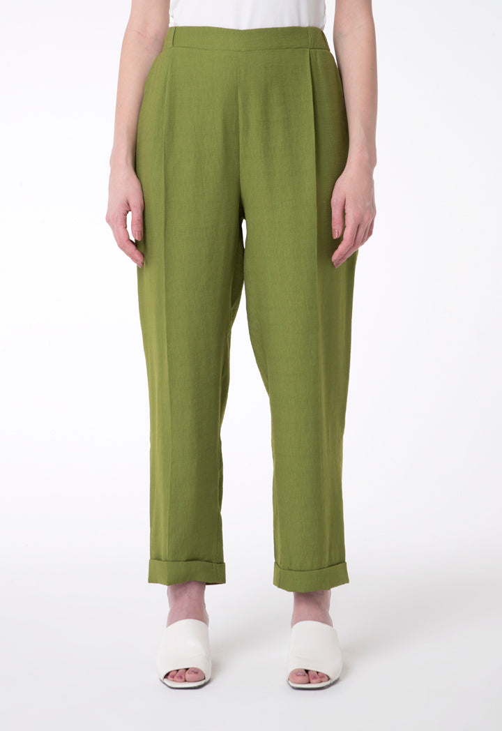 BERRIN Plain High Waist Trouser OLIVE