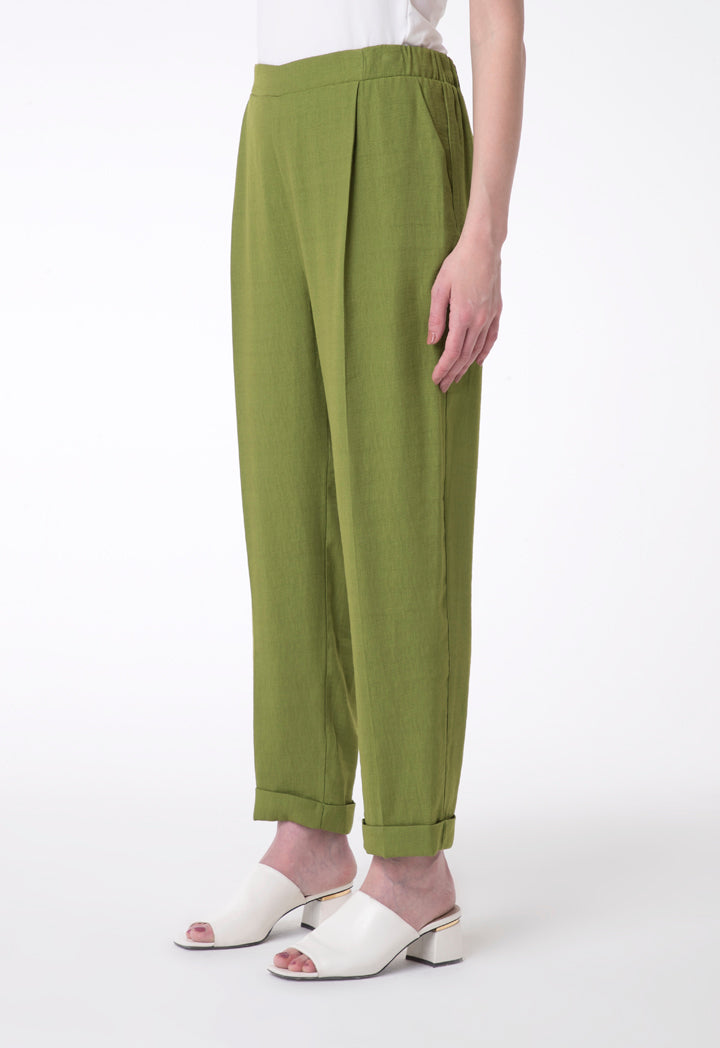 BERRIN Plain High Waist Trouser OLIVE