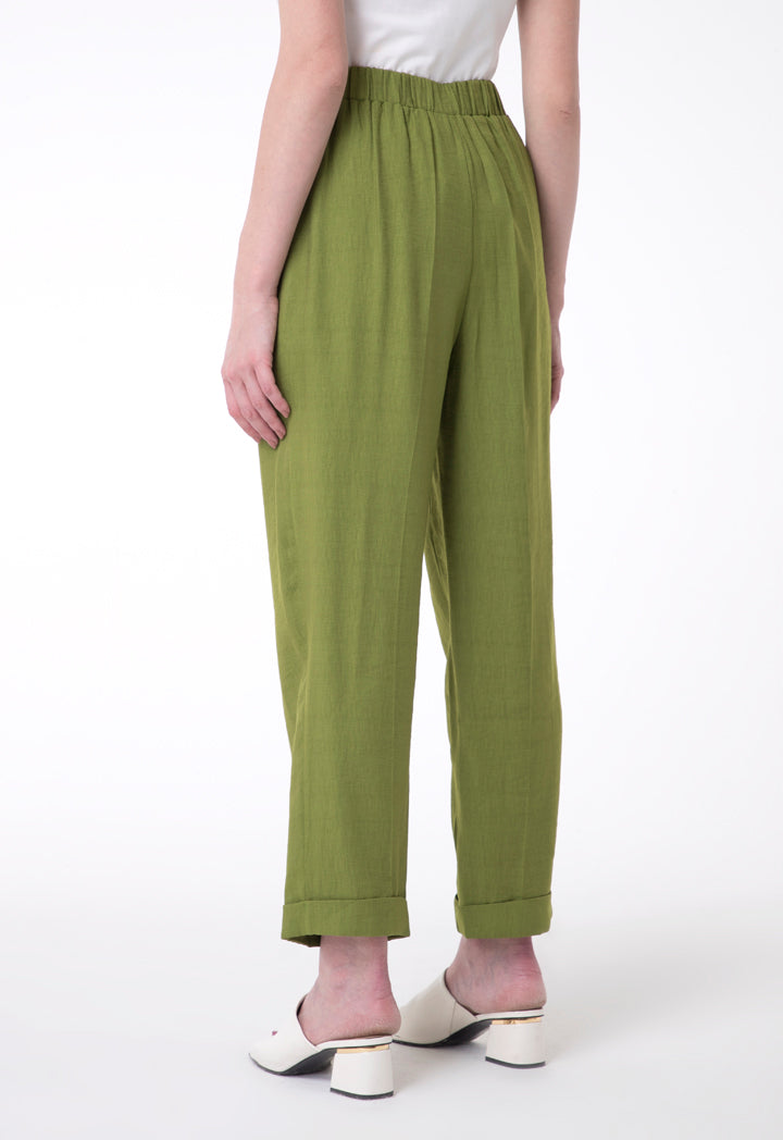 BERRIN Plain High Waist Trouser OLIVE