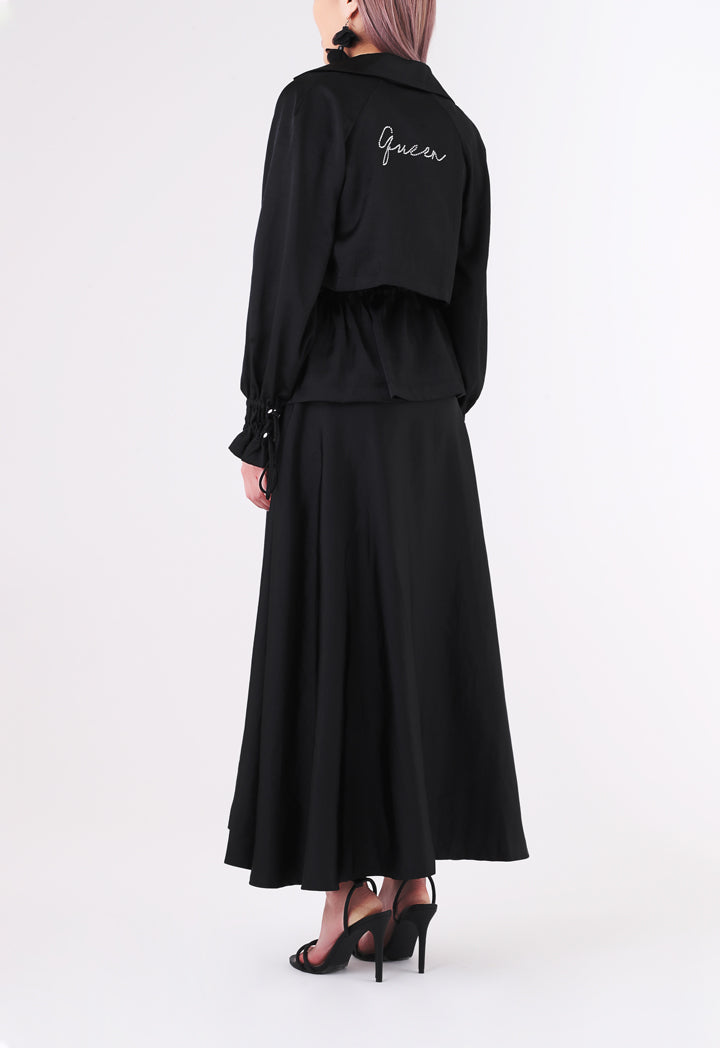 BERRIN Plain High Waist Skirt BLACK