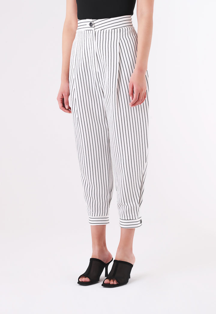 BERRIN Striped High Waist Trouser BONE