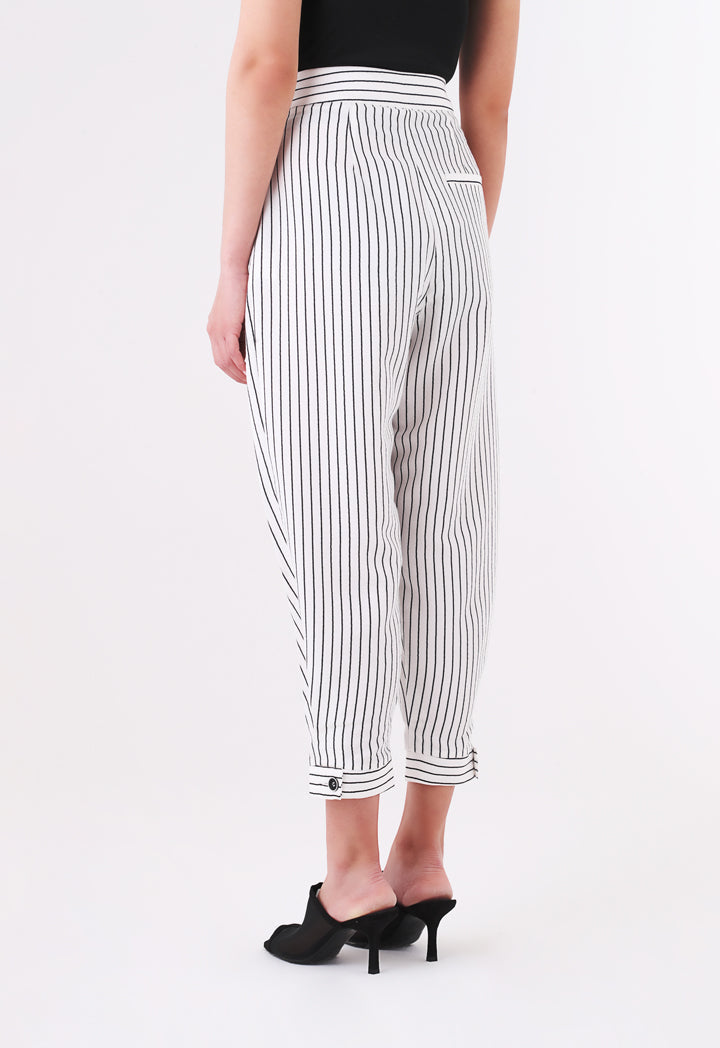 BERRIN Striped High Waist Trouser BONE