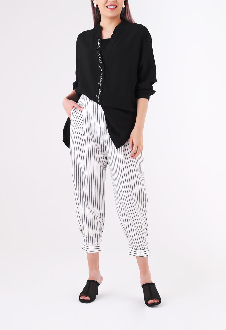 BERRIN Striped High Waist Trouser BONE