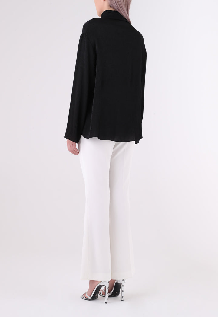 BERRIN Embellished Drape Blouse BLACK