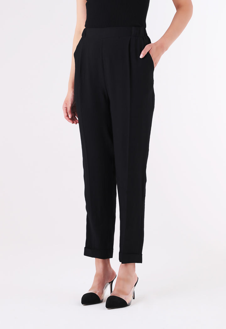 BERRIN Plain High Waist Trouser BLACK