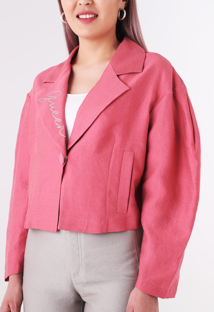 BERRIN Sequin One Button Short Jacket PINK