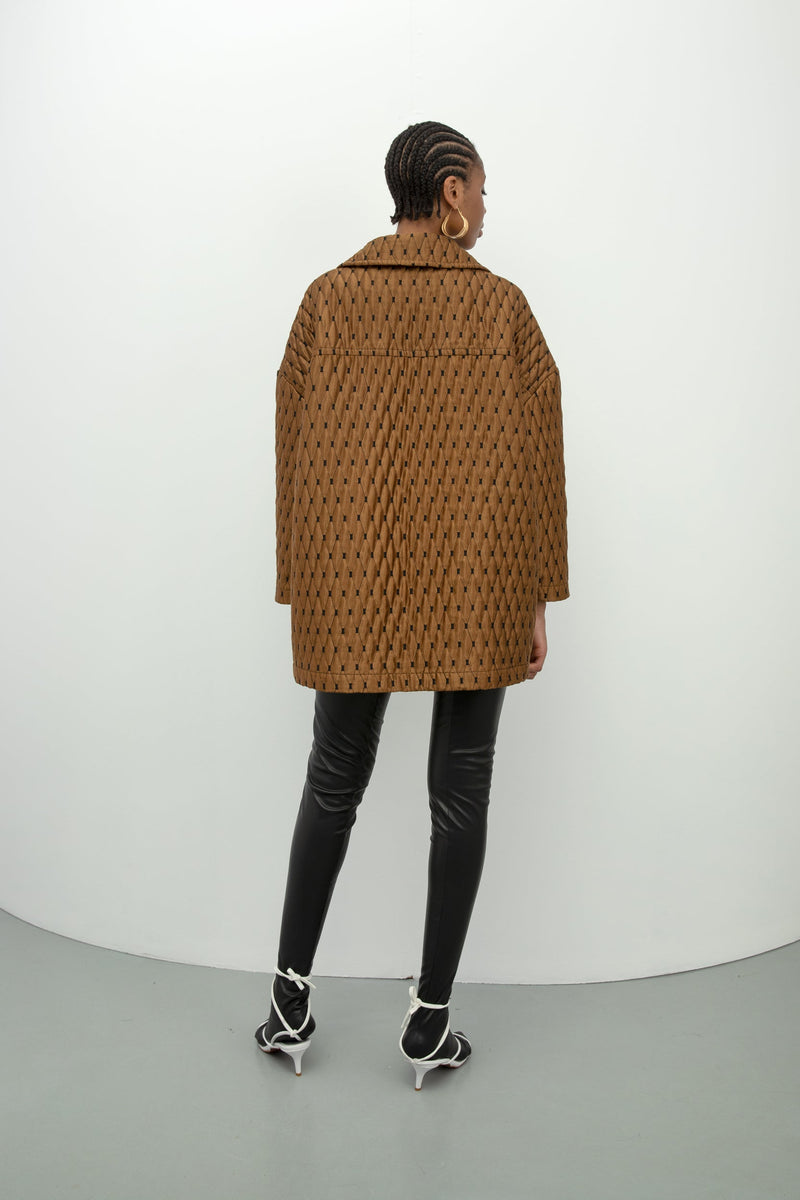 Baqa Quilted Oversized Jacket Camel