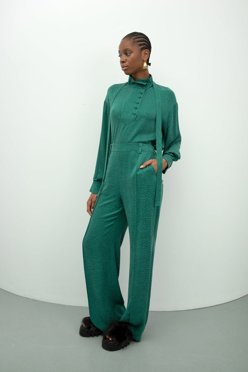 Baqa Animal Print Trouser Green