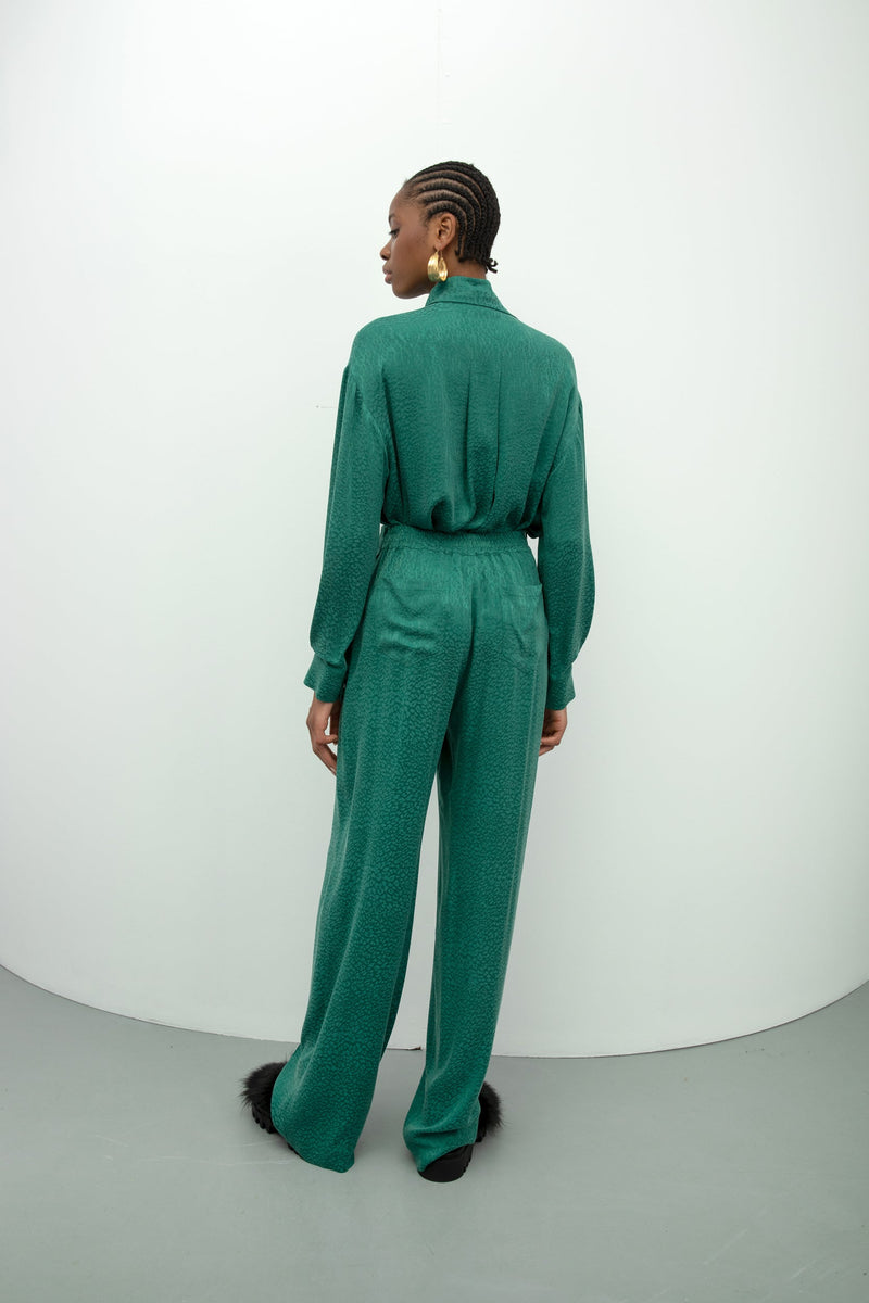 Baqa Animal Print Trouser Green