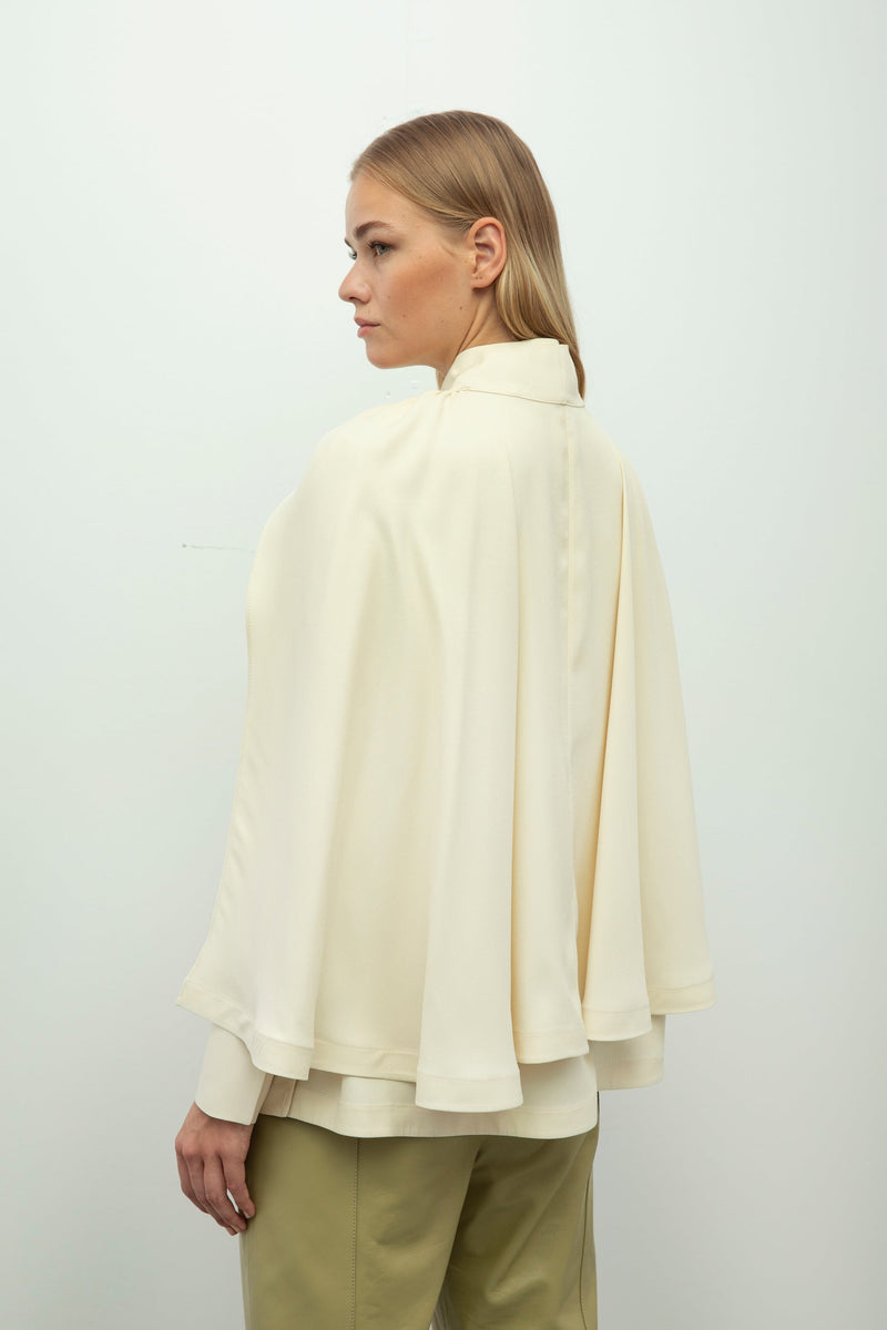 Baqa Cape-Effect Detail Blouse Vanillia