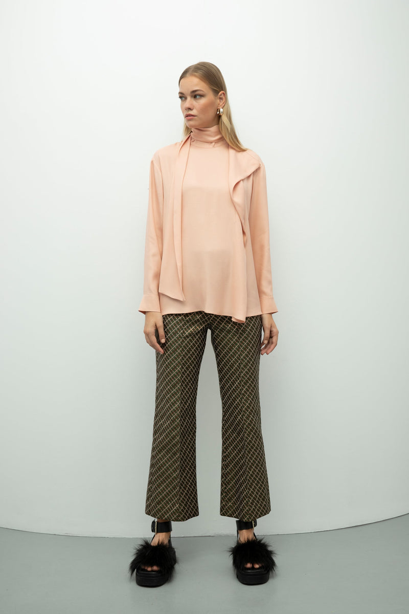 Baqa Draped Detail Blouse Powder