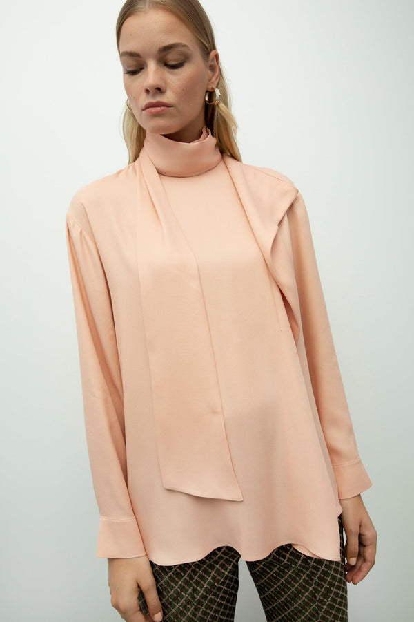 Baqa Draped Detail Blouse Powder