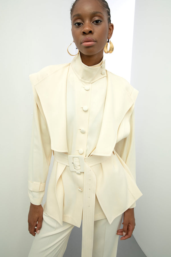 Baqa Shawl Collar Jacket Cream