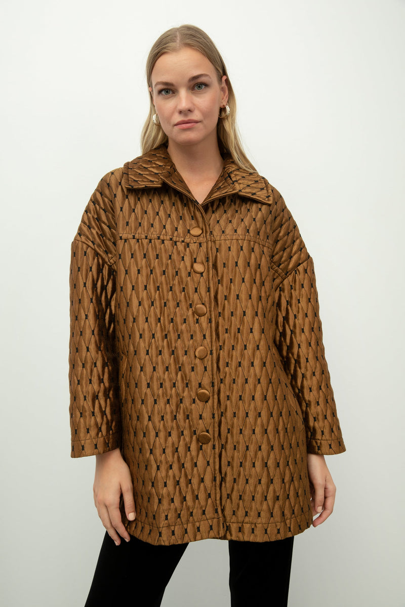 Baqa Quilted Oversized Jacket Camel