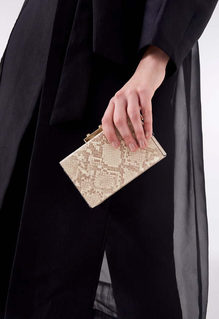 Choice Snake Skin Pattern Clutch Bag Nude - Wardrobe Fashion