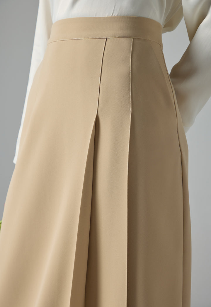 Choice Solid Plated Skirt Beige